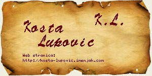 Kosta Lupović vizit kartica